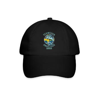 Schweden Angeltour Angeln in Schweden 2022 - Baseballkappe - Schwarz/Schwarz - Vorne