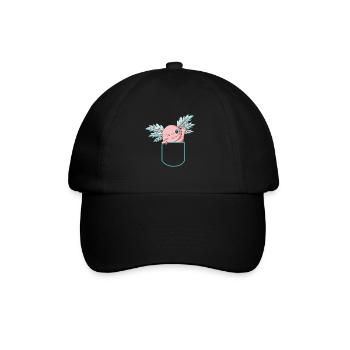 Axolotl Kawaii Lustige Mexikanische Axolotl - Baseballkappe - Schwarz/Schwarz - Vorne