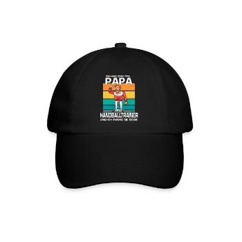 Cooles Vintage Handballtrainer Retro Papa Handball - Baseballkappe - Schwarz/Schwarz - Vorne