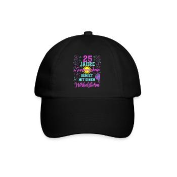 25 Geburtstag Frauen Geschenk 25 Jahre Geburtstag - Baseballkappe - Schwarz/Schwarz - Vorne