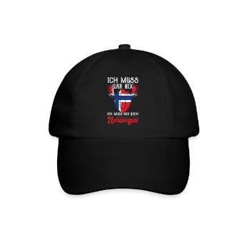 Oslo Ich muss gar nix ich muss nur nach Norwegen - Baseballkappe - Schwarz/Schwarz - Vorne