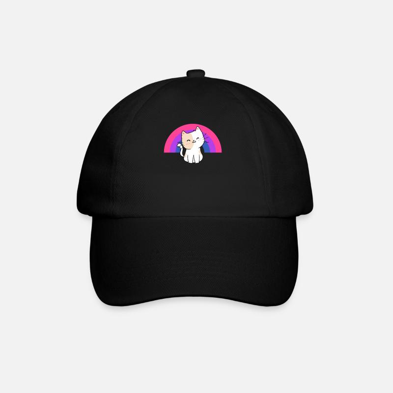 Bisexual Cat Bisexual Pride Cat Geschenk - Baseballkappe - Schwarz/Schwarz