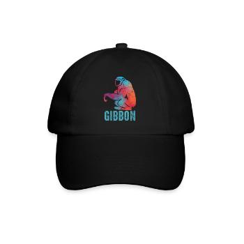 Gibbon Affe - Baseballkappe - Schwarz/Schwarz - Vorne