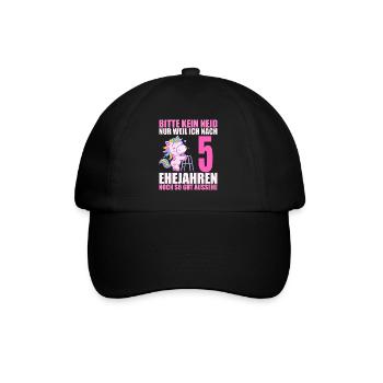 5 Jahre verheiratet lustig 5. Hochzeitstag - Baseballkappe - Schwarz/Schwarz - Vorne