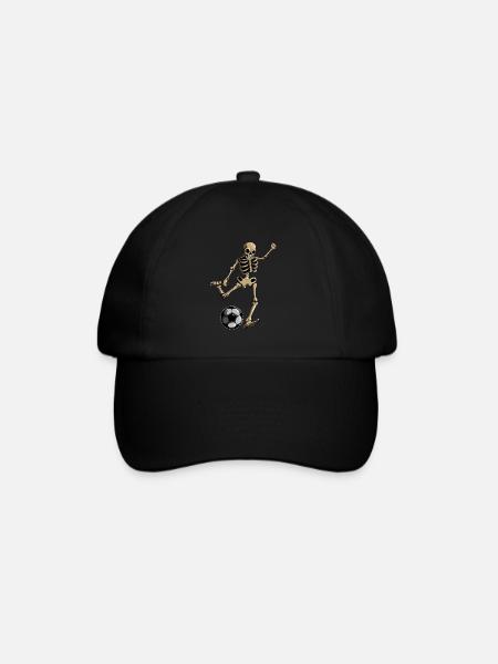 Totenkopf Fußball Fussballspieler Skelett Kostüm - Baseballkappe - Schwarz/Schwarz
