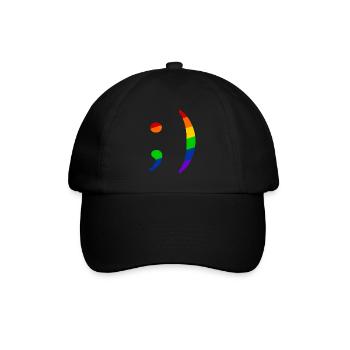 Retro Emoji Zwinker Queer - Baseballkappe - Schwarz/Schwarz - Vorne