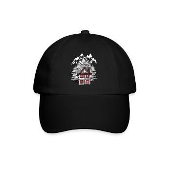 Forest House Hut Winter Fir Trees Romantic - Baseball Cap - black/black - Front