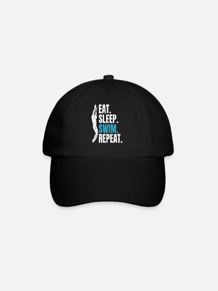 Eat Sleep Swim Repeat - Schwimmen Schwimmer - Baseballkappe - Schwarz/Schwarz