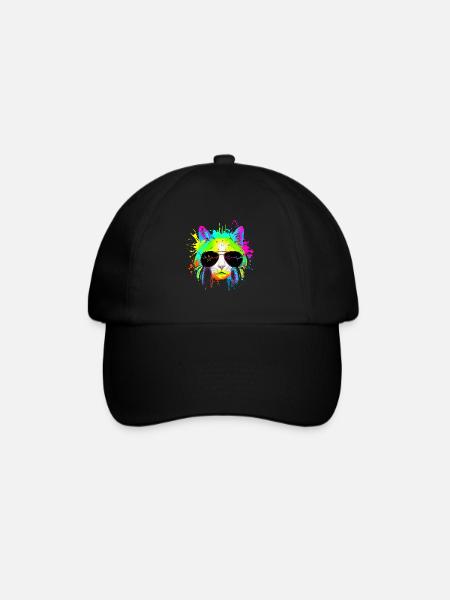 Drôle de chaton Rainbow Rave Musique DJ Cat - Casquette classique - noir/noir
