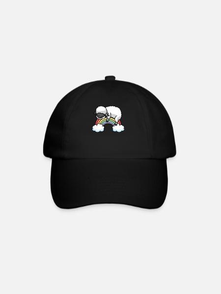 Walliser Schwarznasenschaf Regenbogen Pyjama - Baseballkappe - Schwarz/Schwarz