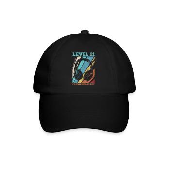 11.Geburtstag Video Gamer Level 11 freigeschaltet - Baseballkappe - Schwarz/Schwarz - Vorne
