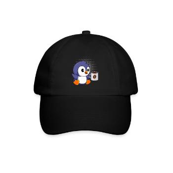 Coffee Penguin Baby Penguin Coffee Junkie - Baseball Cap - black/black - Front