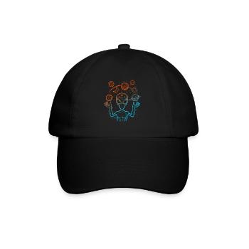 UFO Alien Juggling Planets Space - Baseball Cap - black/black - Front