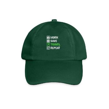 Work, Save, Travel, Repeat Vacation, Vacation, Travel, - Baseball Cap - bottle green - Front