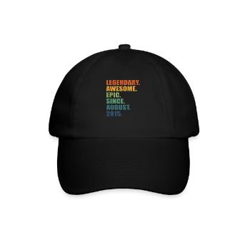 8th Birthday, August 2015, 8 Year Anniversary - Baseball Cap - black/black - Front