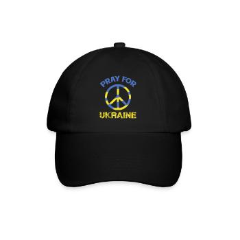 Pray for Ukraine Friedenssymbol in blau und gelb - Baseballkappe - Schwarz/Schwarz - Vorne