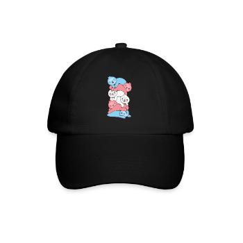 Transgender Flag Trans Pride LGBTQ Faultier - Baseballkappe - Schwarz/Schwarz - Vorne