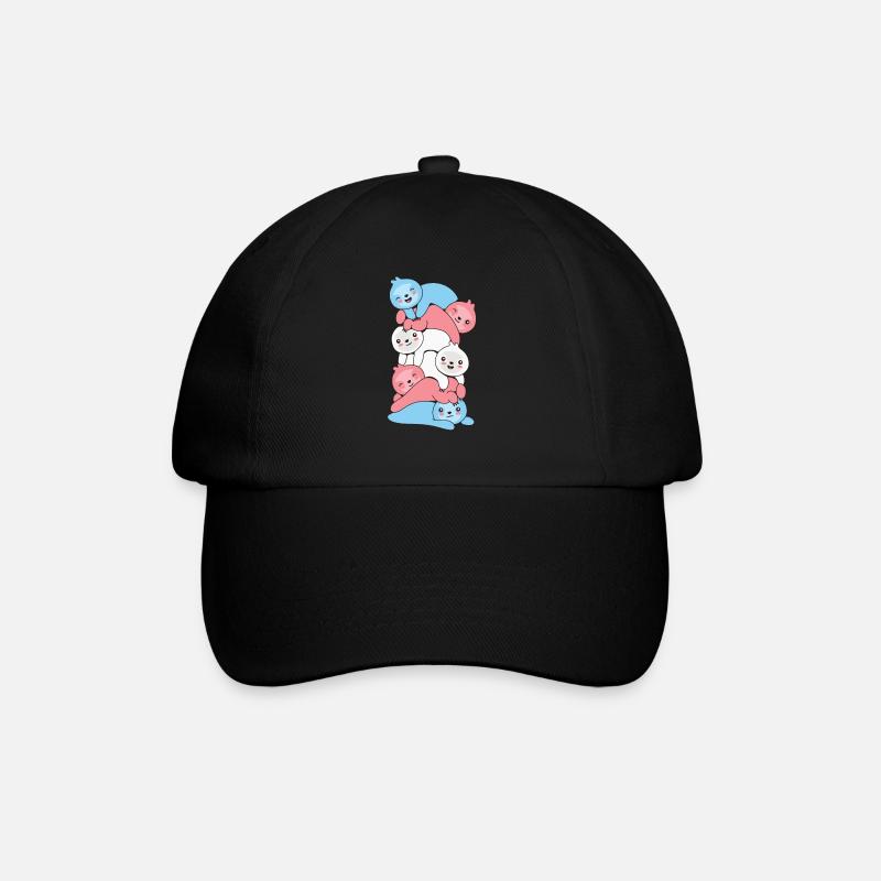 Transgender Flag Trans Pride LGBTQ Faultier - Baseballkappe - Schwarz/Schwarz