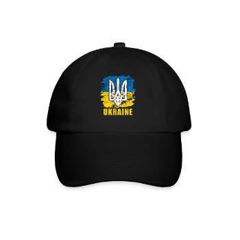 Ukraine flag with Ukraine symbol - Baseball Cap - black/black - Front
