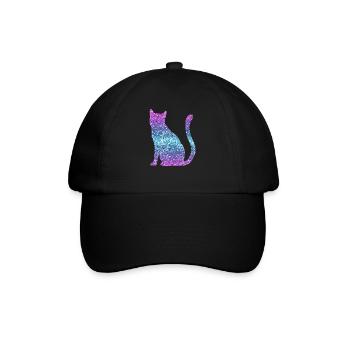 Cat Glitter Print Cat Lover Gift - Baseball Cap - black/black - Front