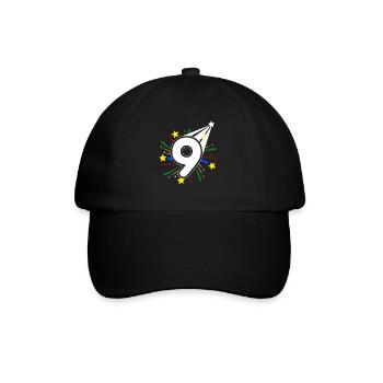 9 years old 9th birthday party number 9 - Baseball Cap - black/black - Front