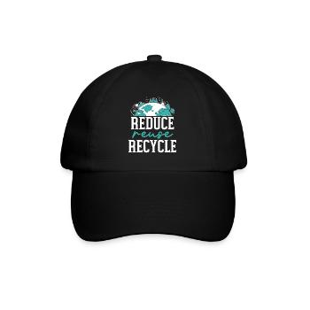 Reduzieren Sie die Wiederverwendung Recycle Earth Day Umweltschützer - Baseballkappe - Schwarz/Schwarz - Vorne