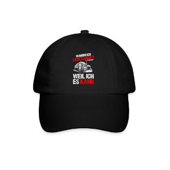 Warum Ich LKW Fahre Spruch Lastwagen Fernfahrer LK - Baseballkappe - Schwarz/Schwarz - Vorne