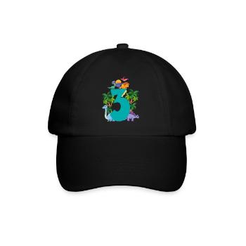 Dinosaur 3 years old 3rd birthday party - Baseball Cap - black/black - Front