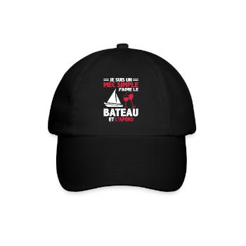 Je Suis Un Mec Simple J'aime Le Bateau Et L'apéro - Casquette classique - noir/noir - Devant