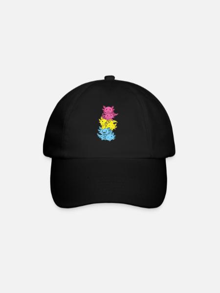 Pansexual Flag Pan Pride LGBTQ Axolotl - Baseballkappe - Schwarz/Schwarz