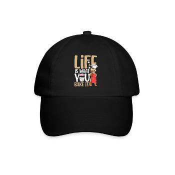 Life Is What You Bake it für einen Koch Köchin - Baseballkappe - Schwarz/Schwarz - Vorne