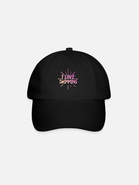 Ich liebe Schwimmen - Baseballkappe - Schwarz/Schwarz