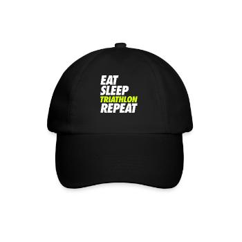 Eat Sleep Triathlon Repeat - Baseballkappe - Schwarz/Schwarz - Vorne