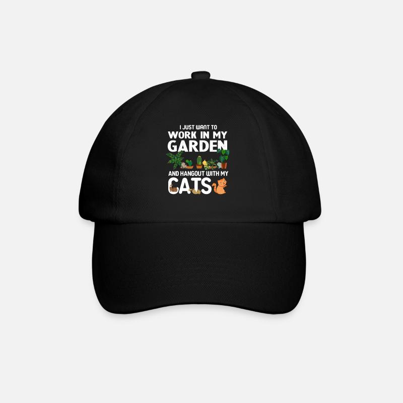 Arbejde i min have og hænge ud med mine katte - Baseballkasket - sort/sort