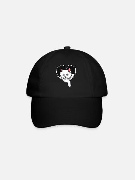 Katze Riss zerissenes Loch Herz Katzen - Baseballkappe - Schwarz/Schwarz