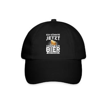 Ich könnte jetzt echt ein Bier vertragen - Baseballkappe - Schwarz/Schwarz - Vorne