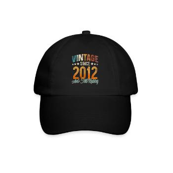 2012 Geburtsjahr Geburtstag Baujahr Vintage - Baseballkappe - Schwarz/Schwarz - Vorne