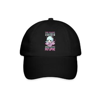 Sieht vielleicht aus als würde ich zuhören Anime - Baseballkappe - Schwarz/Schwarz - Vorne