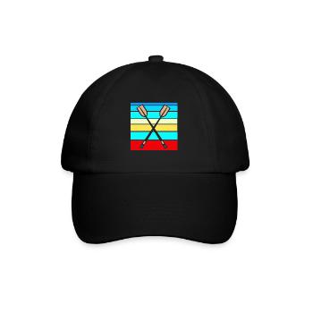 Retro Rowing Paddle Designs T-Shirt Present Gift - Baseball Cap - black/black - Front