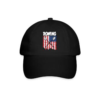 Vintage American Flag Rowing Oar T-Shirt Present - Baseball Cap - black/black - Front