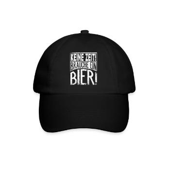 Keine Zeit brauche ein Bier - Baseballkappe - Schwarz/Schwarz - Vorne