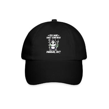 Panda - Ich mag halt einfach Panda Ok? - Baseballkappe - Schwarz/Schwarz - Vorne