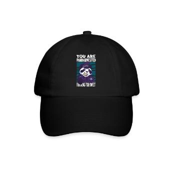 Panda saying cute - Baseball Cap - black/black - Front