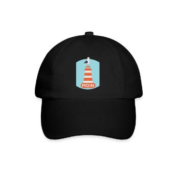 Nordsee, Deutsch ,Dialekt, Hamburg, Meer, Moin - Baseballkappe - Schwarz/Schwarz - Vorne