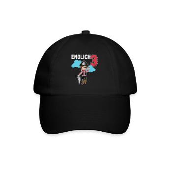 3.Geburtstag Pirat Piraten Geschenk - Baseballkappe - Schwarz/Schwarz - Vorne