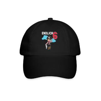 6.Geburtstag Pirat Piraten Geschenk - Baseballkappe - Schwarz/Schwarz - Vorne