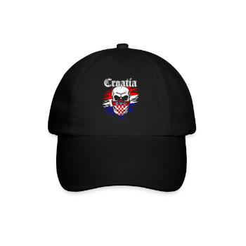 Kroatien Tshirt - Baseballkappe - Schwarz/Schwarz - Vorne