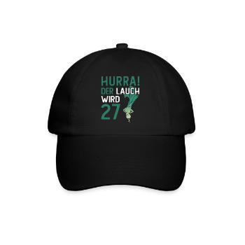 Herren 27. Geburtstag Hurra der Lauch wird 27 - Baseballkappe - Schwarz/Schwarz - Vorne
