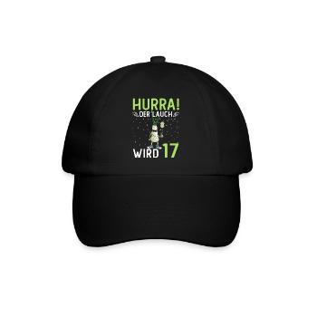 Herren 17. Geburtstag Hurra der Lauch wird 17 - Baseballkappe - Schwarz/Schwarz - Vorne