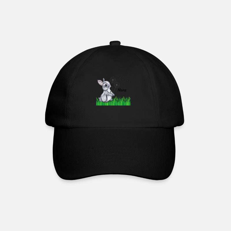 Hase Name Geschenk Nora - Baseballkappe - Schwarz/Schwarz